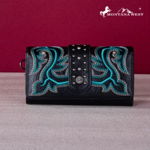 Montana West Embroidered Collection Wallet Black / Blue