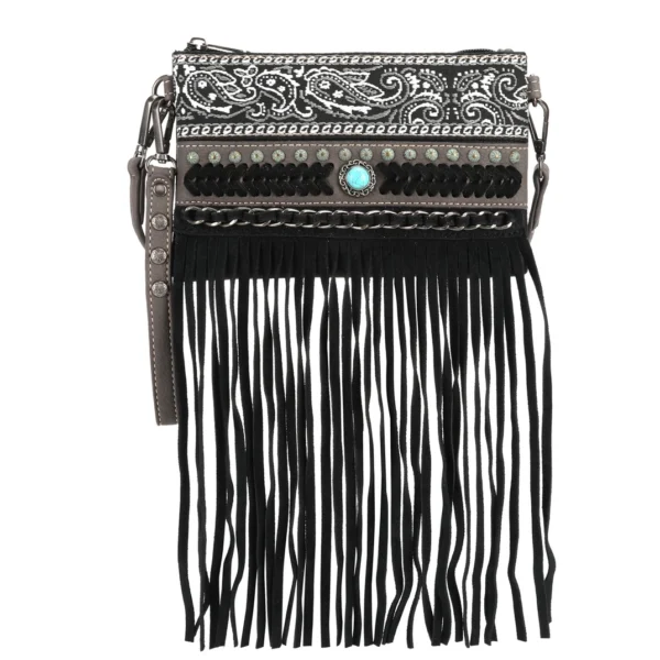 Montana West Fringe Collection Clutch Crossbody Black