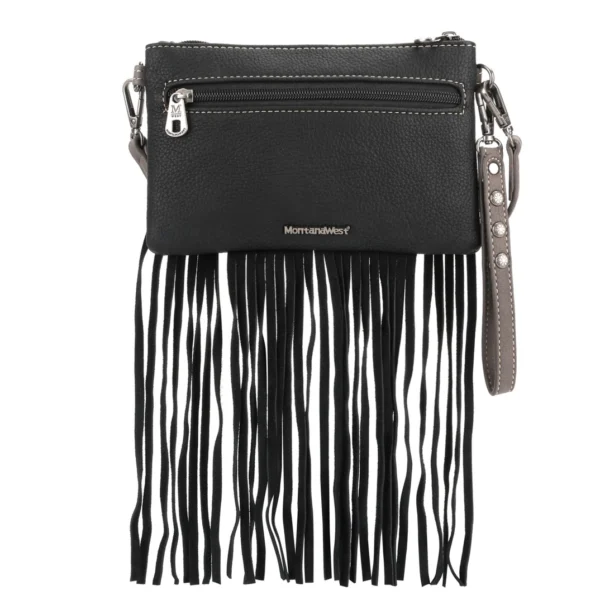 Montana West Fringe Collection Clutch Crossbody Black