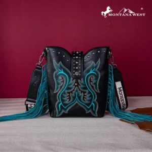 Montana West Embroidered Fringe Collection Blue/Black