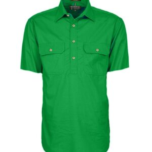 Pilbara Mens Closed Front Short Sleeve Shirt Emerald