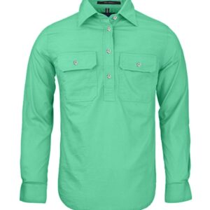 Pilbara Womens Closed Front Long Sleeve Shirt Mint