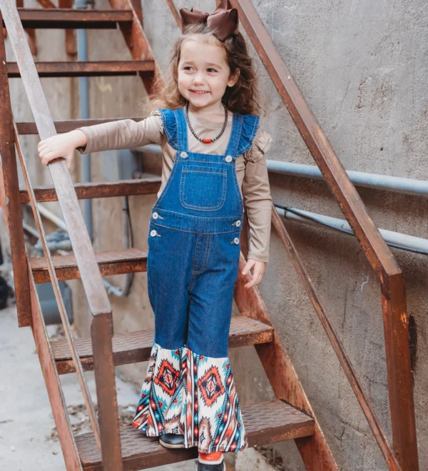 Shea Baby Denim and Aztec Overalls Baby