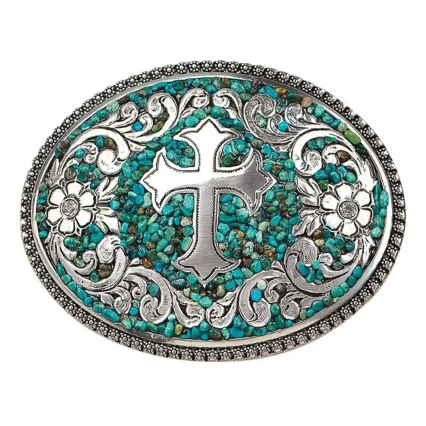 Blazin Roxx Turquoise Stone Cross Buckle