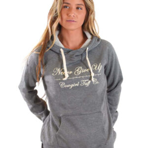 Cowgirl Tuff Barbed Wire Never Give Up Hooded Jumper