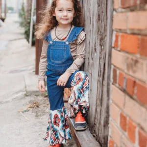 Shea Baby Denim and Aztec Overalls