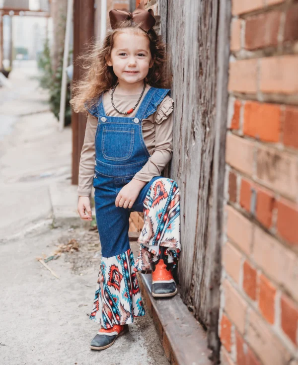 Shea Baby Denim and Aztec Overalls