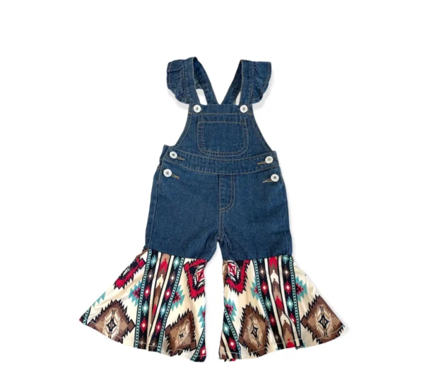 Shea Baby Denim and Aztec Overalls