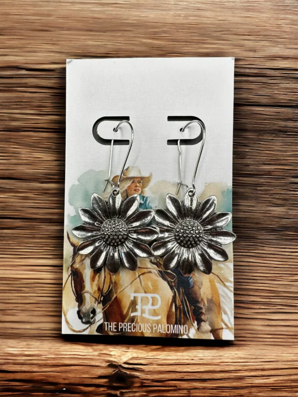 TPP – Silver Sunflower Dangle Earrings