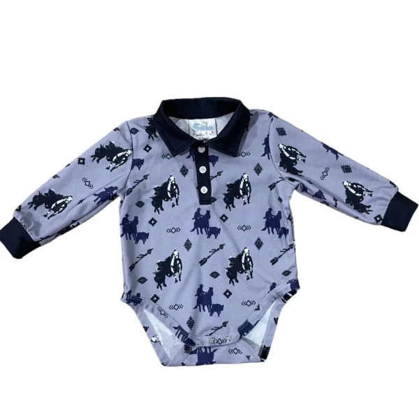 Shea Baby Timey Long Sleeve Polo Baby Boy Onesie - Image 2