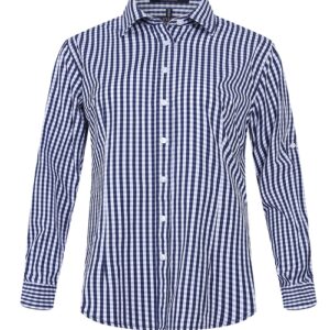 Pilbara Womens Check Long Sleeve Shirt Navy-White