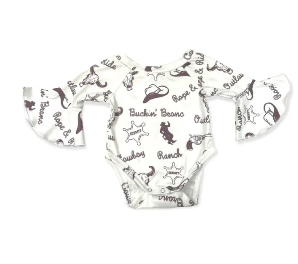 Shea Baby White Outlaw Bell Sleeve Onesie - Image 2