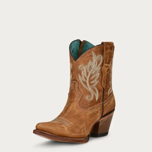 Corral Embroidery Tan Snip Toe Ankle Boot - Image 4