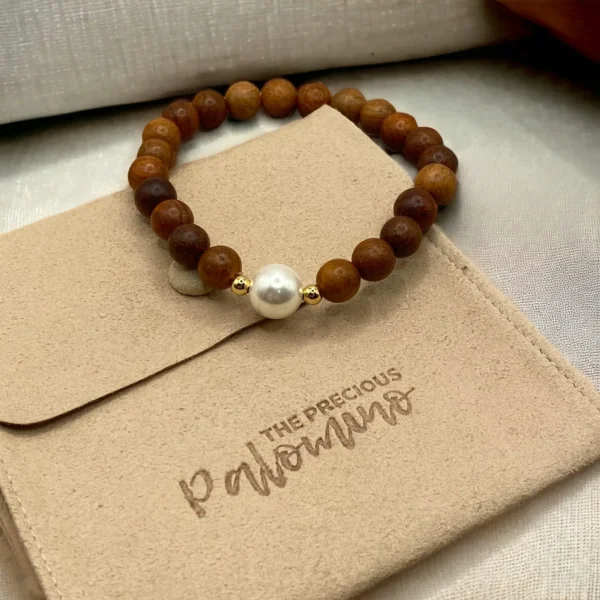 TPP - Wood Bead Stretch Bracelet with Shell Pearls