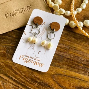 TPP – Earrings – Walnut Stud and Twin Pearls – Silver