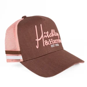 Hitchley & Harrow Trucker Cap Brown & Dusty Pink