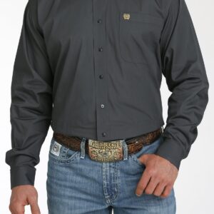 Cinch Men’s Solid Button Down Western Shirt Charcoal