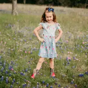 Shea Baby Blue Horse Floral Girls Dress