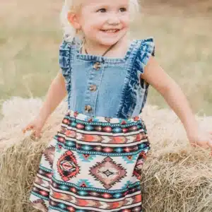 Shea Baby Denim & Aztec Infant Dress