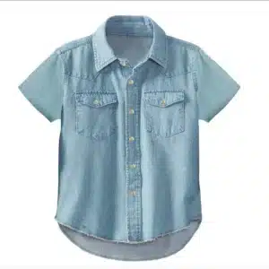 Shea Baby Light Denim Pearl Snap Boys Short Sleeve Shirt