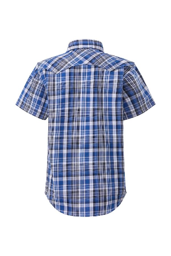 Pilbara Western Kids Snap Button S/S Shirt Blue-Black - Image 2